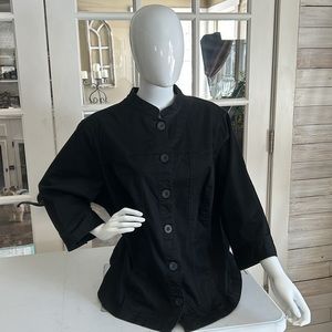CJ Banks Stretch Black Collarless Button Jacket Size 2X